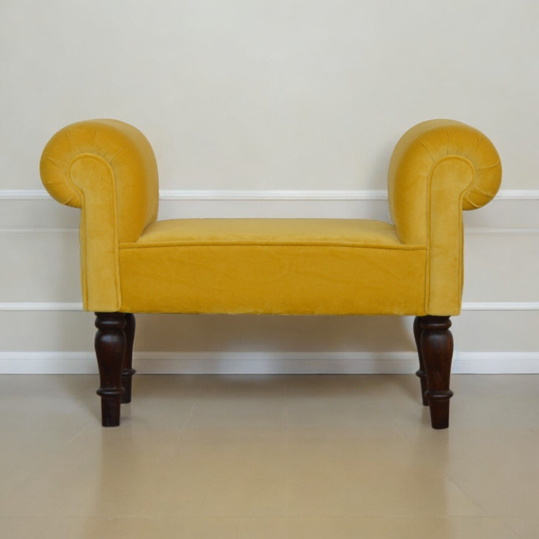 Mini Mustard Velvet Bench