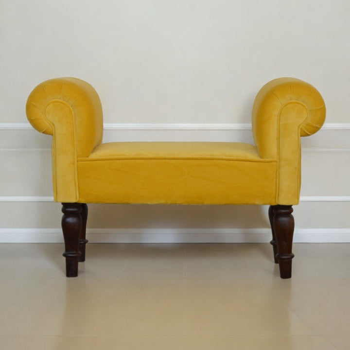 Mini Mustard Velvet Bench