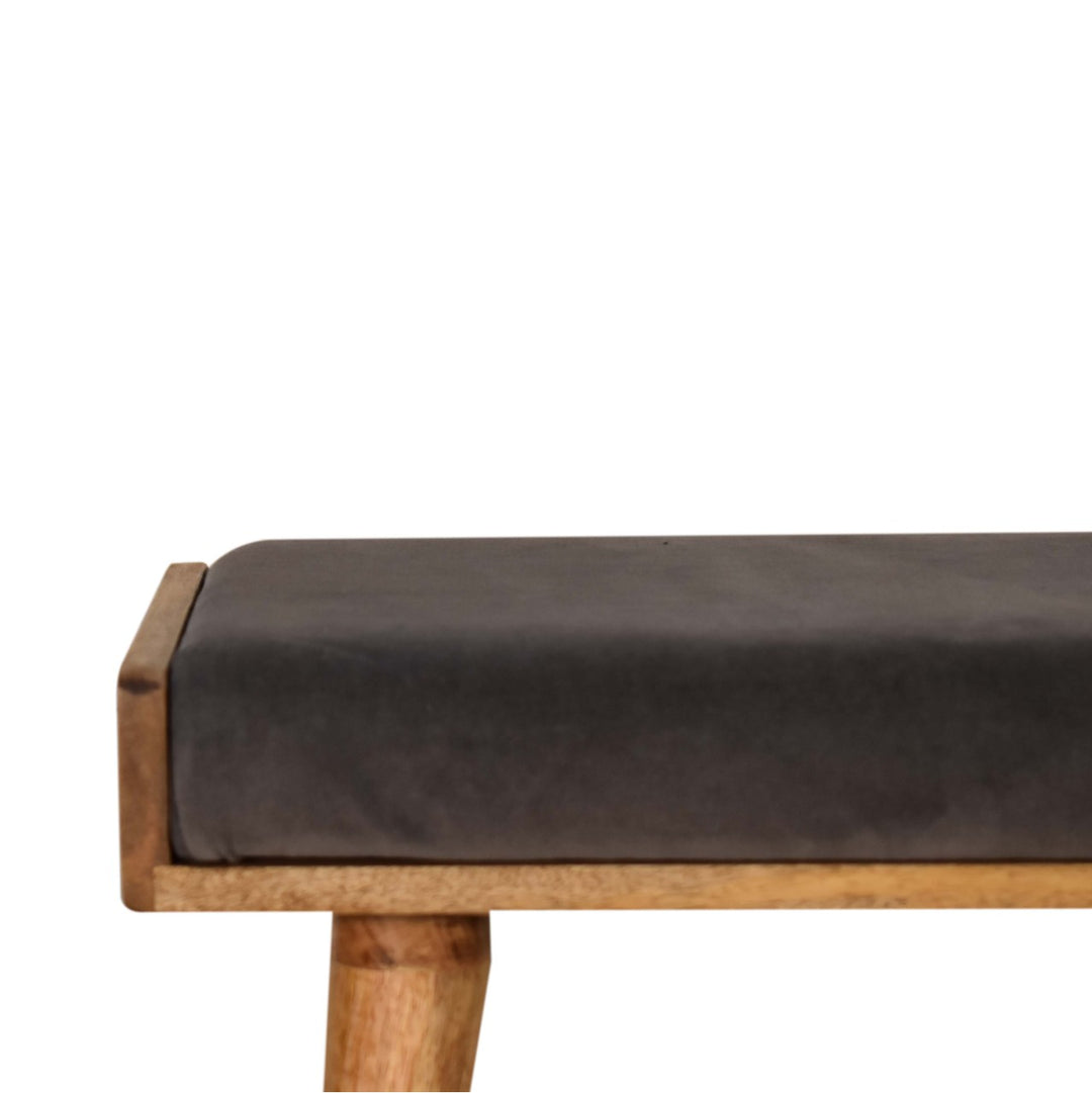 Grey Velvet Tray Style Footstool