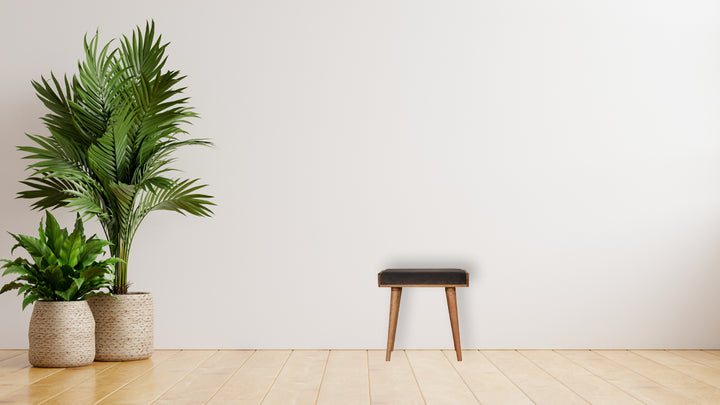 Grey Velvet Tray Style Footstool