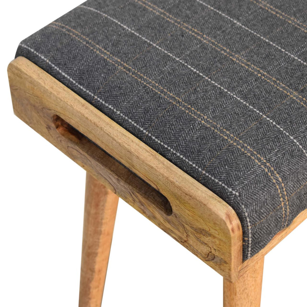 Pewter Tweed Tray Style Footstool