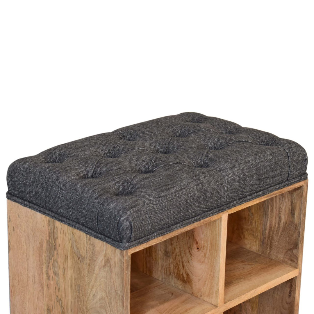 Mini Black Shoe Storage Footstool