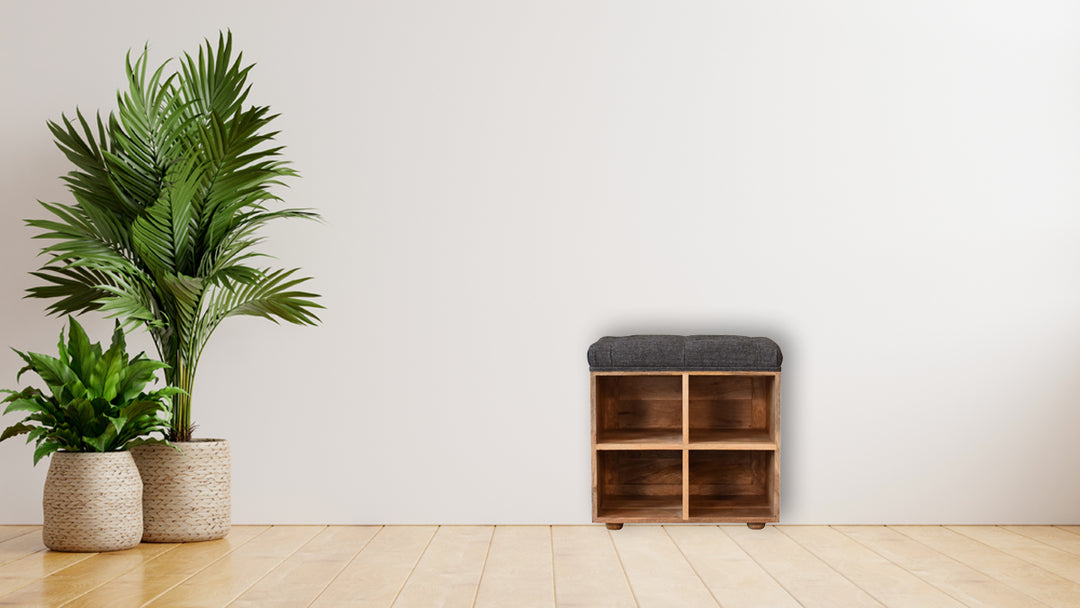 Mini Black Shoe Storage Footstool