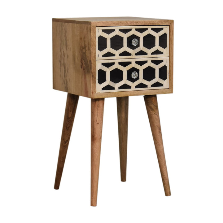 Mini Bone Inlay Two Drawer Bedside