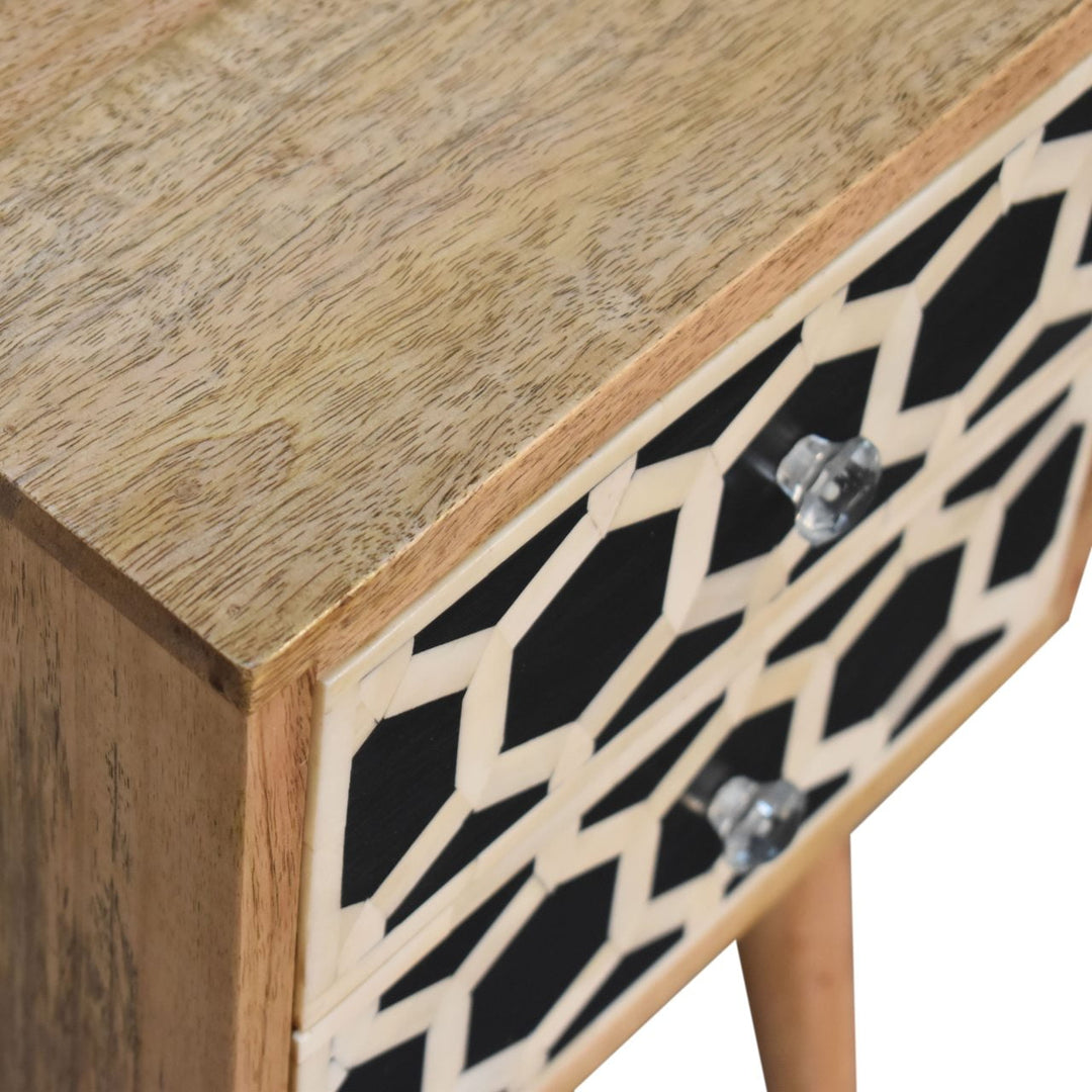 Mini Bone Inlay Two Drawer Bedside