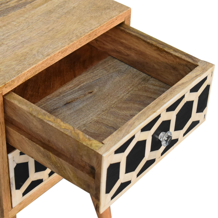 Mini Bone Inlay Two Drawer Bedside