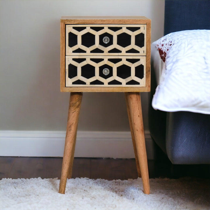 Mini Bone Inlay Two Drawer Bedside