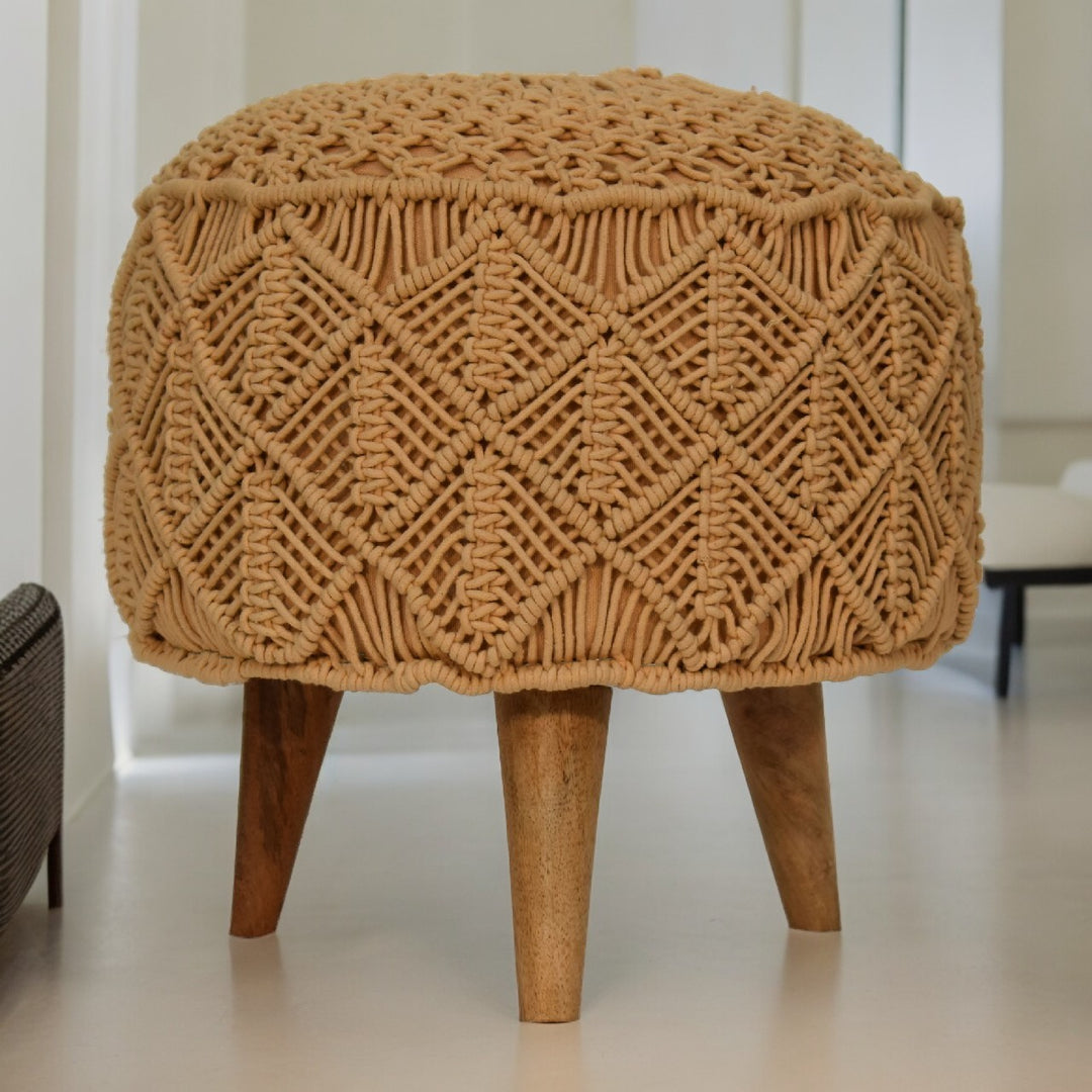 Crotchet Mustard Footstool