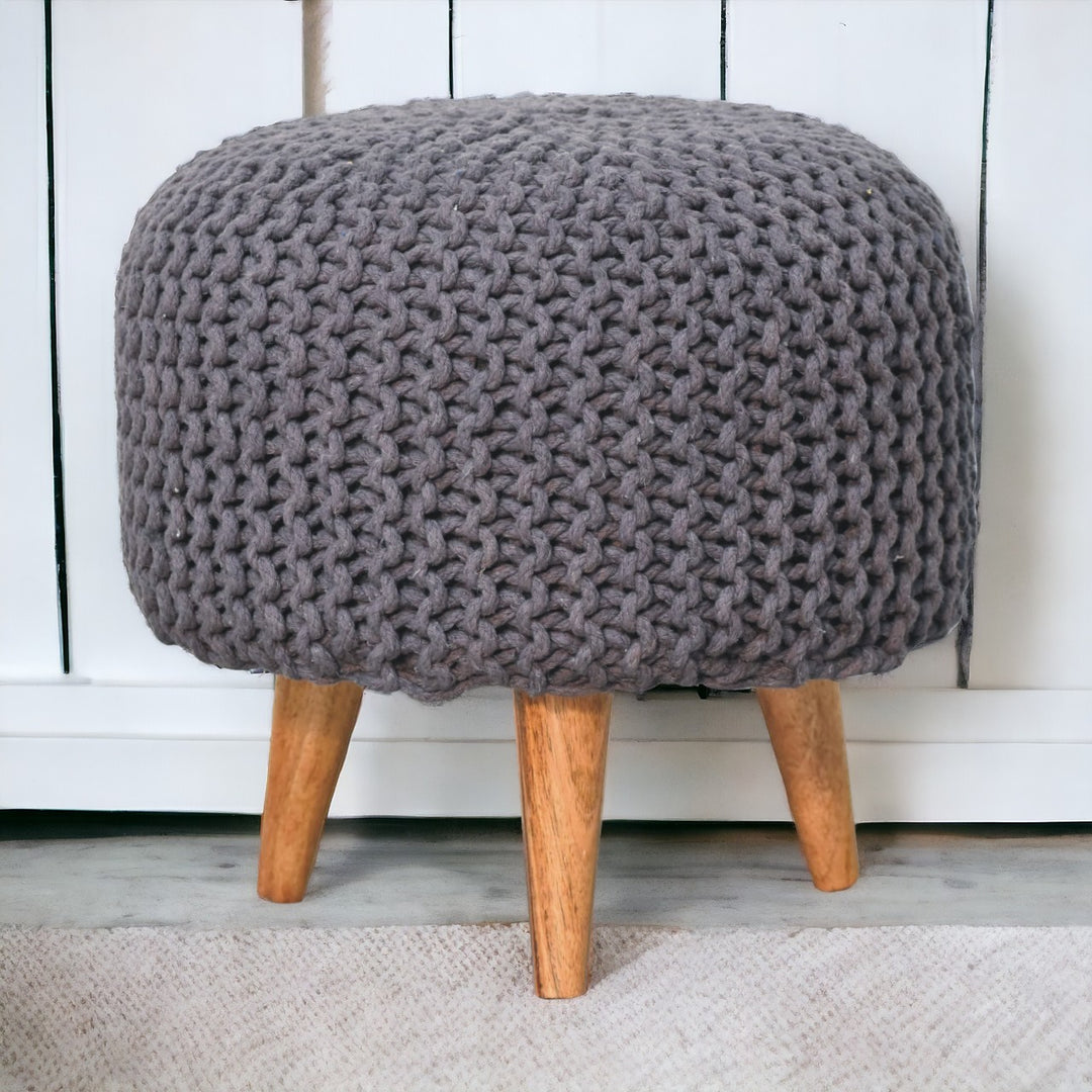 Keeva Grey Round Footstool