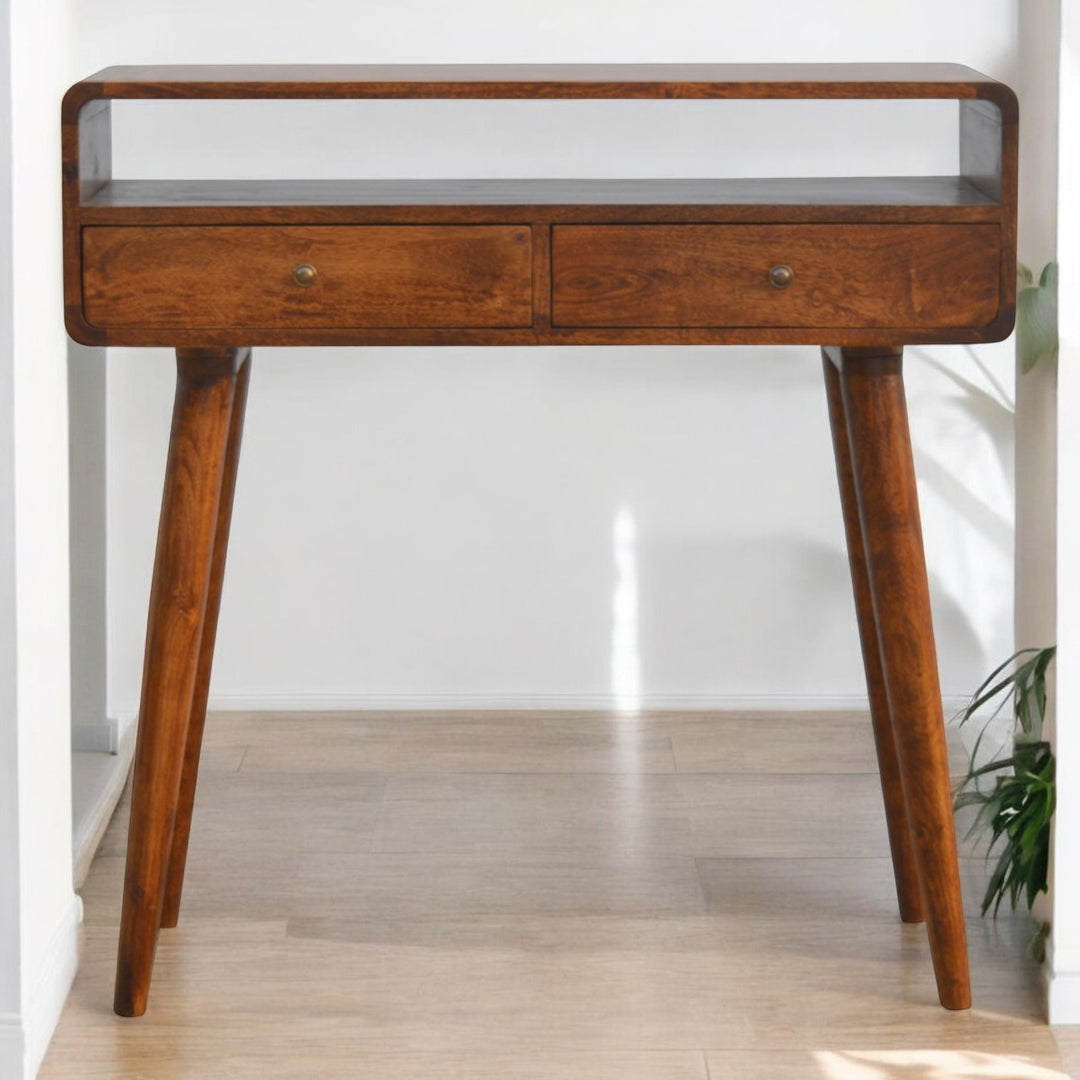 Curved Chestnut Console Table