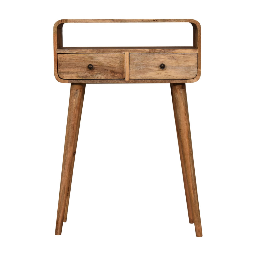 Mini Curved Oakish Console Table