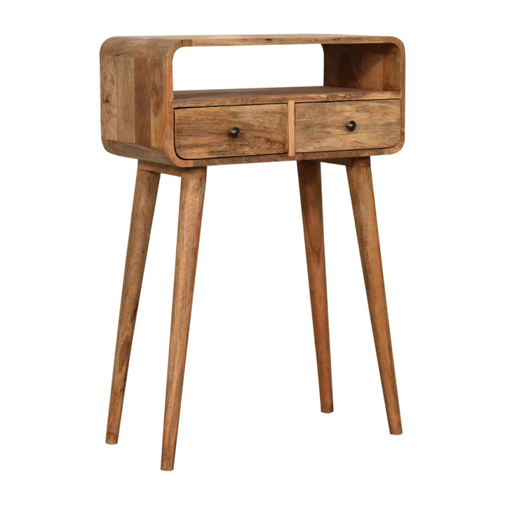 Mini Curved Oakish Console Table