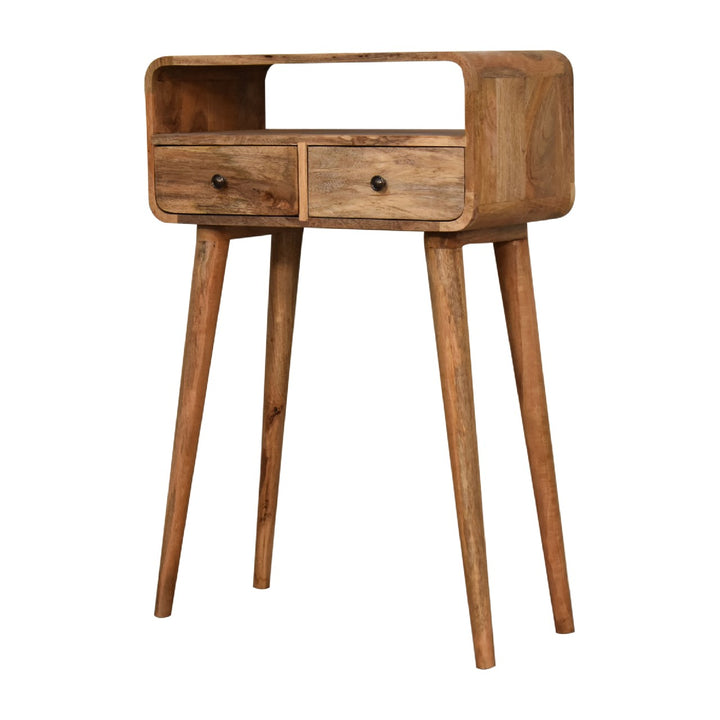 Mini Curved Oakish Console Table