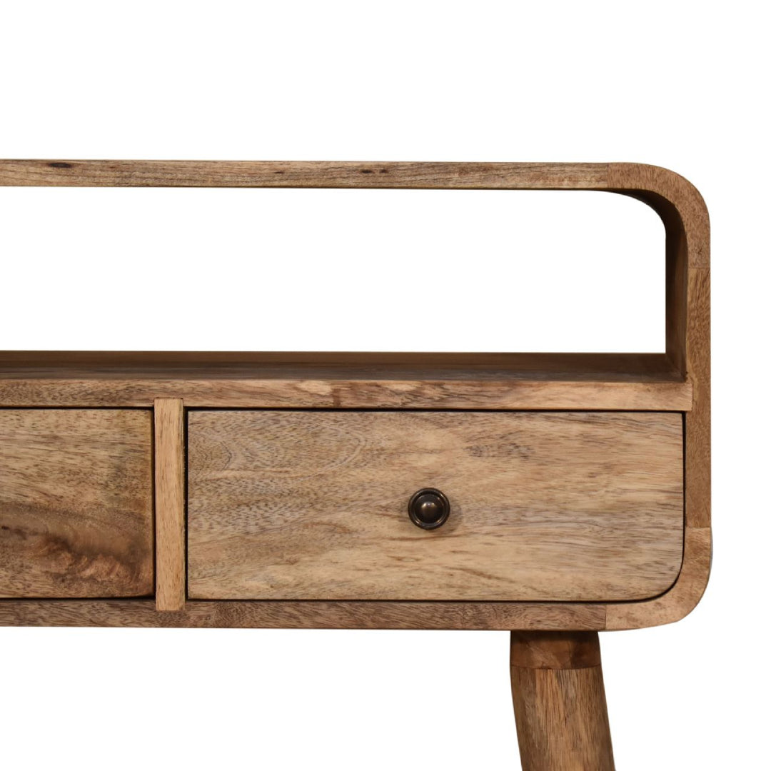 Mini Curved Oakish Console Table