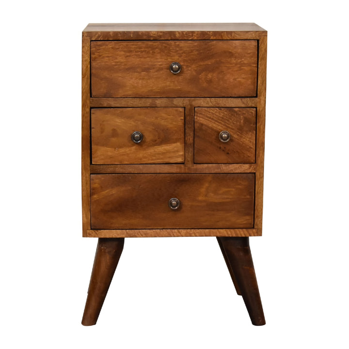 Four Drawer Multi Chestnut Bedside