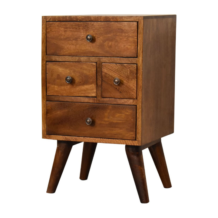 Four Drawer Multi Chestnut Bedside