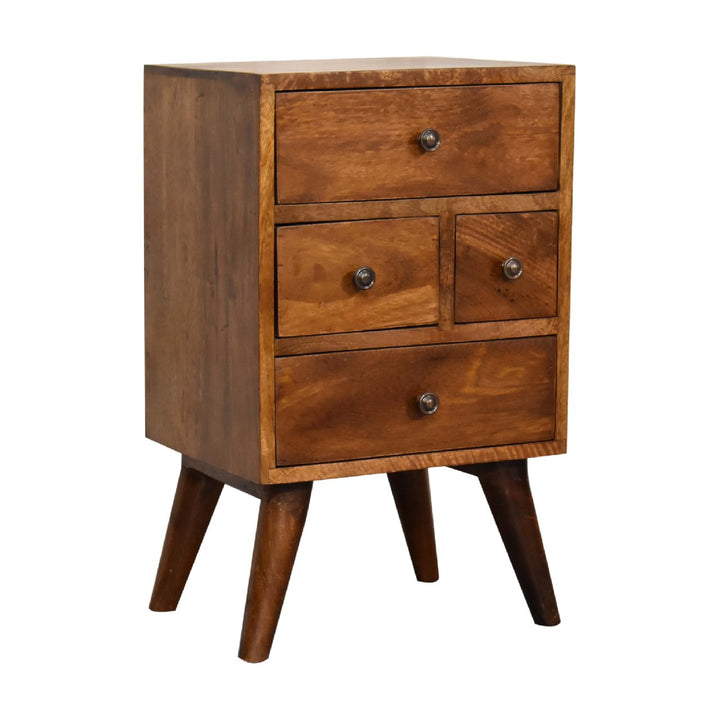 Four Drawer Multi Chestnut Bedside