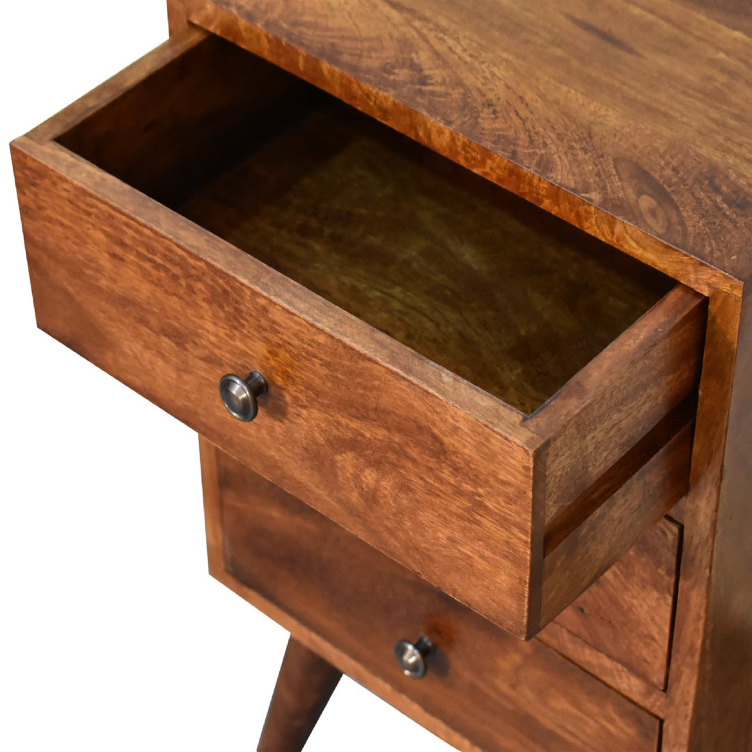 Four Drawer Multi Chestnut Bedside