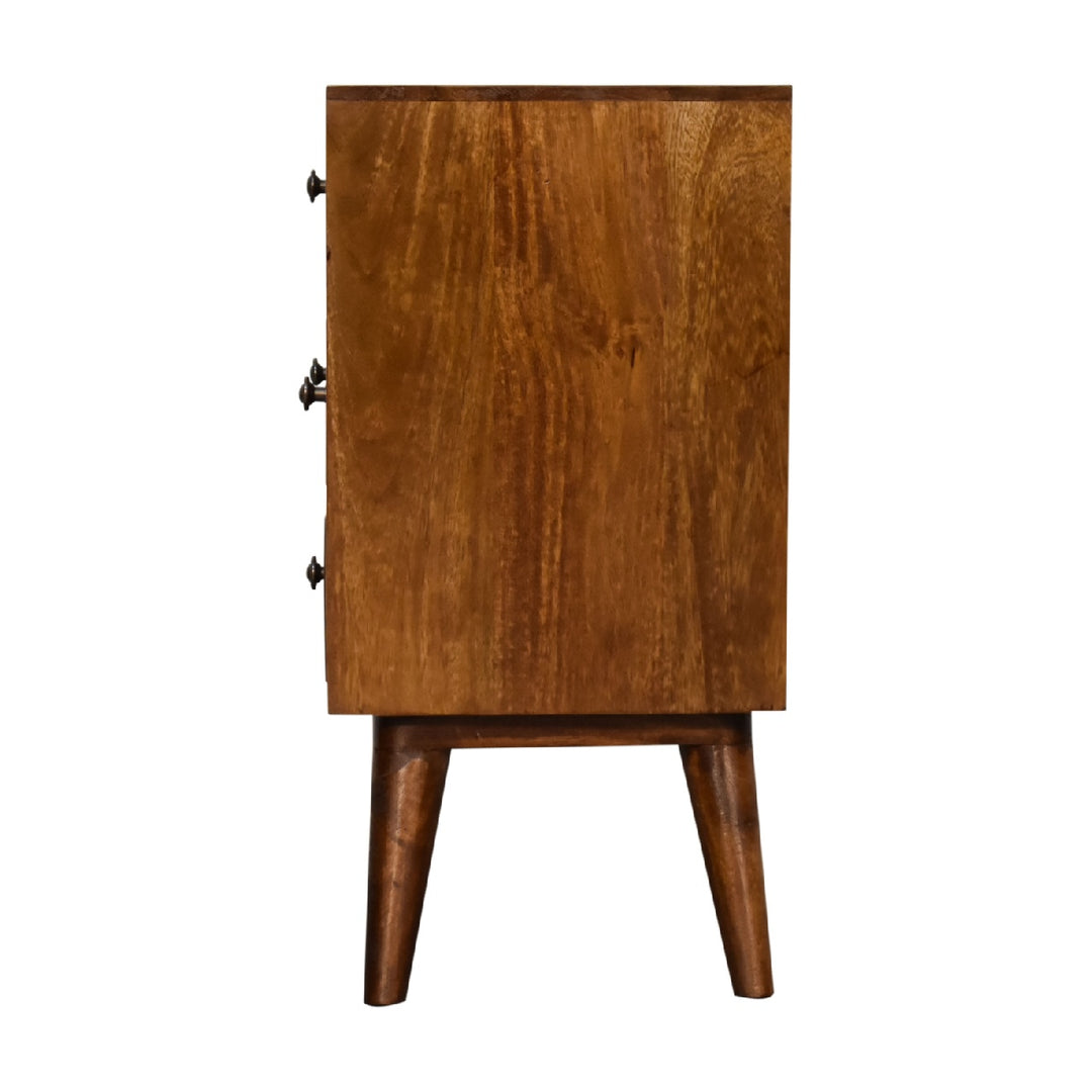 Four Drawer Multi Chestnut Bedside