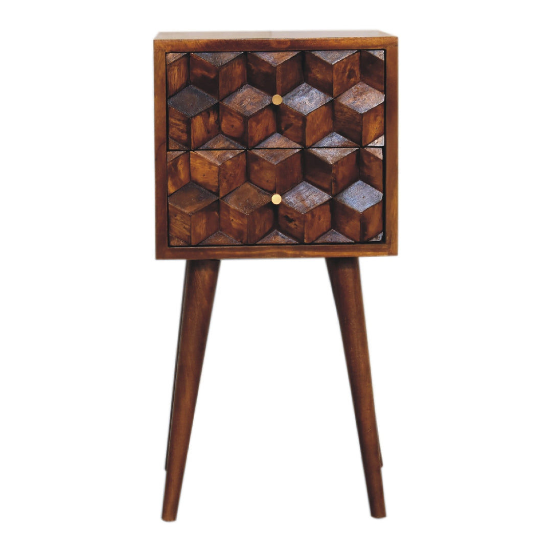 Mini Chestnut Cube Two Drawer Bedside