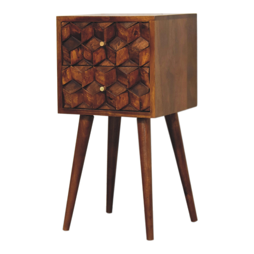 Mini Chestnut Cube Two Drawer Bedside