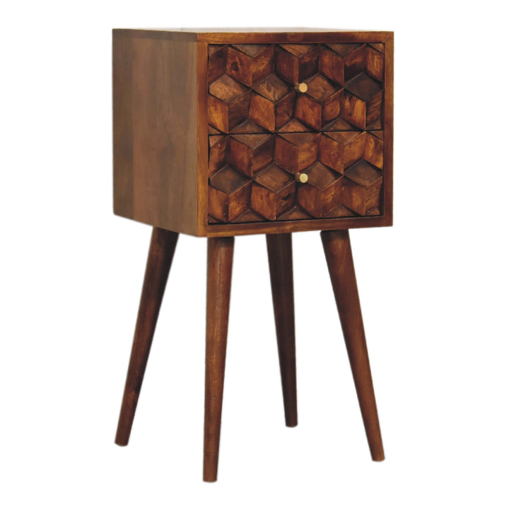 Mini Chestnut Cube Two Drawer Bedside