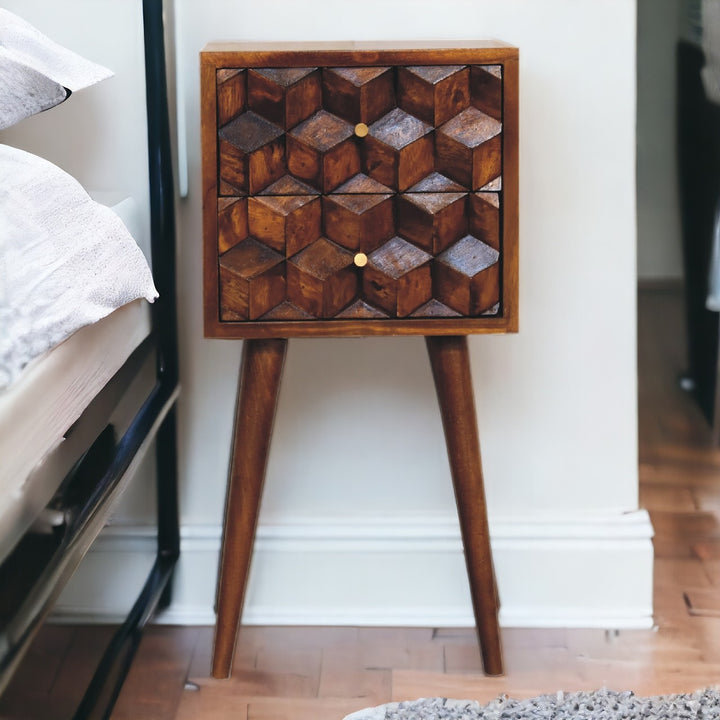 Mini Chestnut Cube Two Drawer Bedside