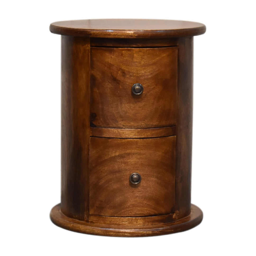 Mini Chestnut  Two Drawer Drum Chest