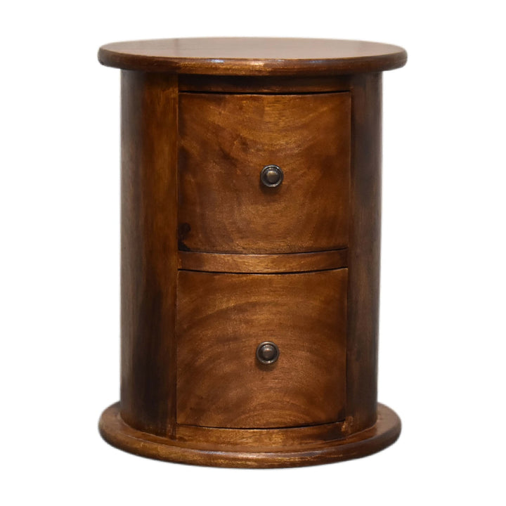 Mini Chestnut  Two Drawer Drum Chest