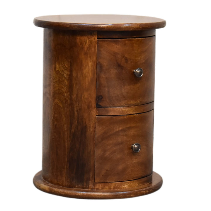 Mini Chestnut  Two Drawer Drum Chest