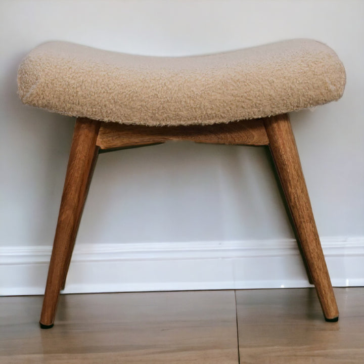 Boucle Cream Curved Bench