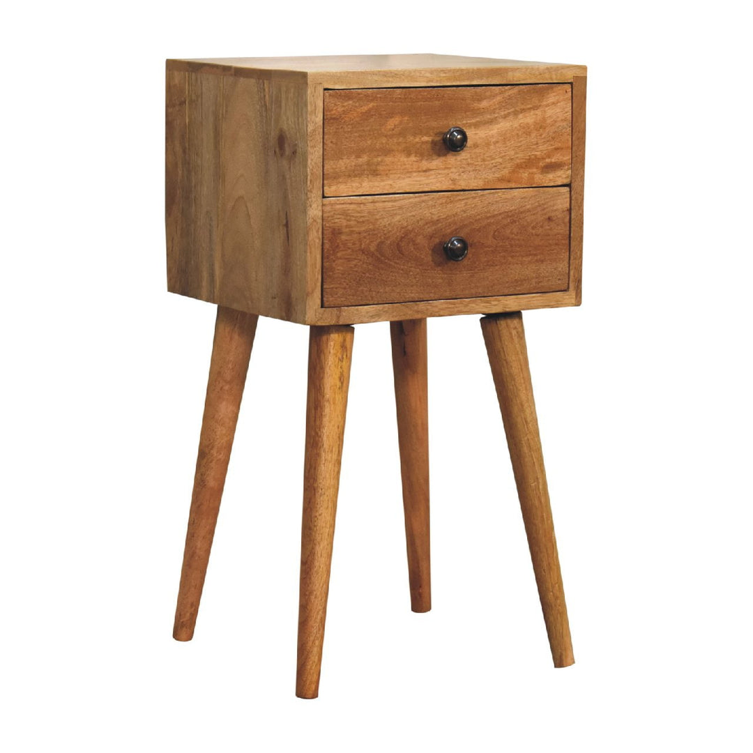 Mini  Two Drawer Oakish Bedside