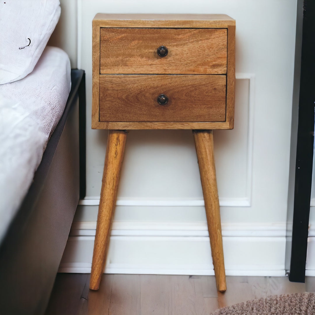 Mini  Two Drawer Oakish Bedside