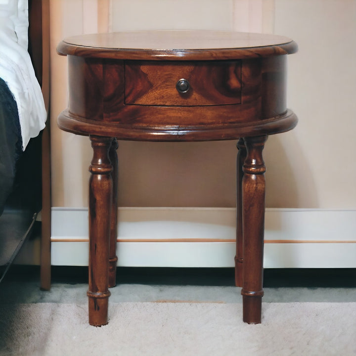 Honey Finish Turned Leg Bedside