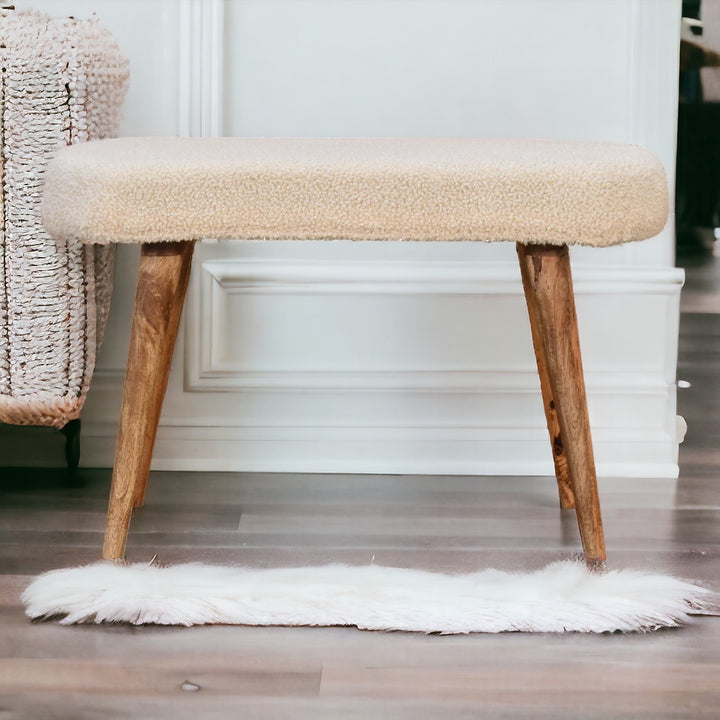 Cream Boucle Nordic Bench