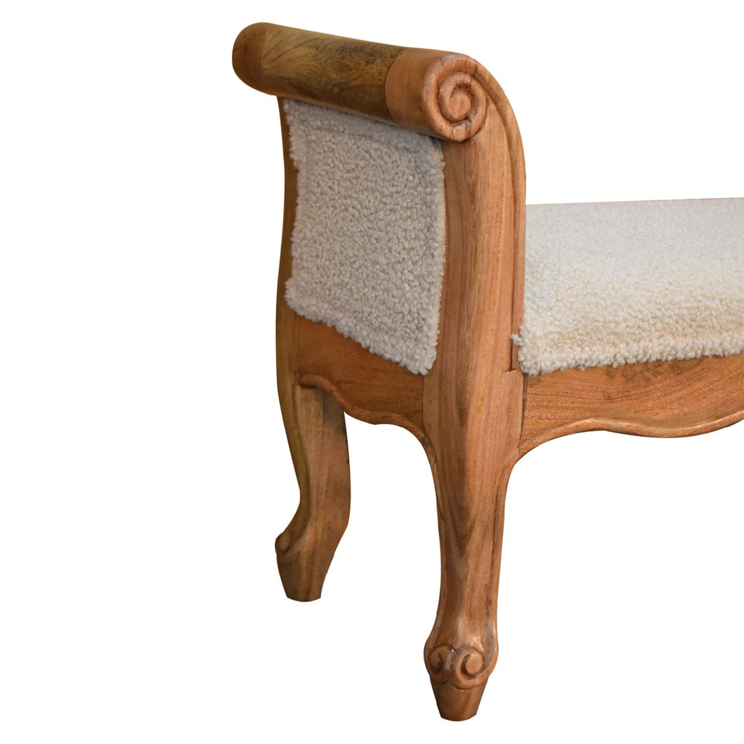 Cream Boucle French Style Bench