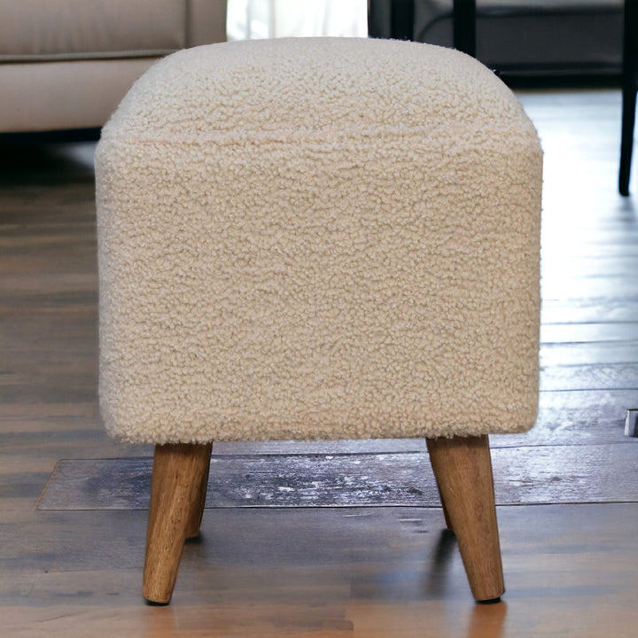 Cream Boucle Squoval Footstool