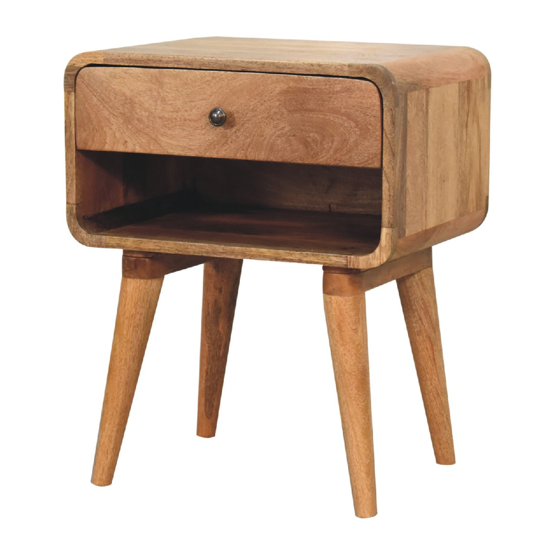 Curved Oakish Open Bedside