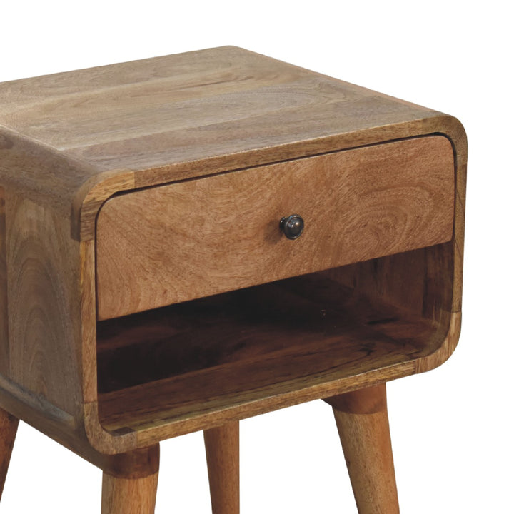 Curved Oakish Open Bedside