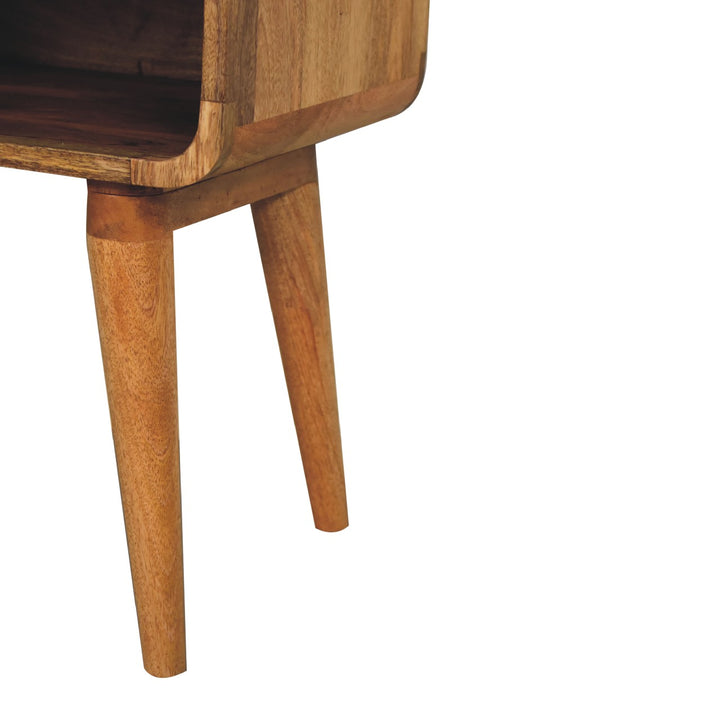 Curved Oakish Open Bedside