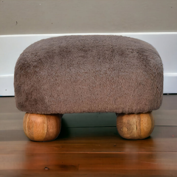 Mocha Faux Fur Nordic Footstool