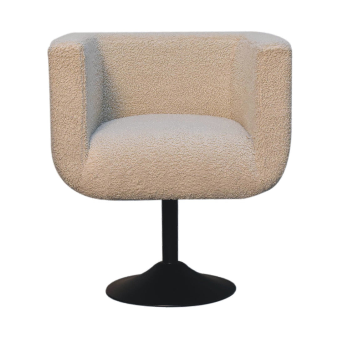 Cream Boucle Swivel Chair