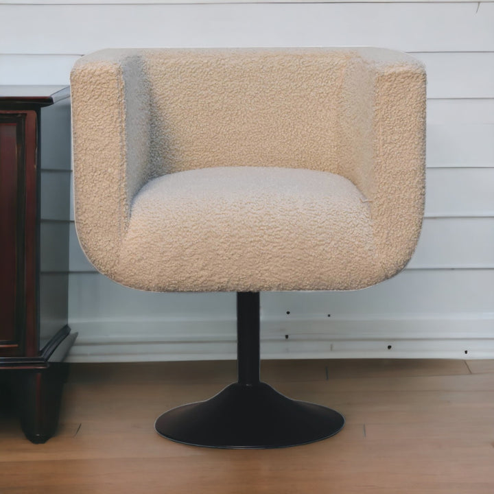 Cream Boucle Swivel Chair