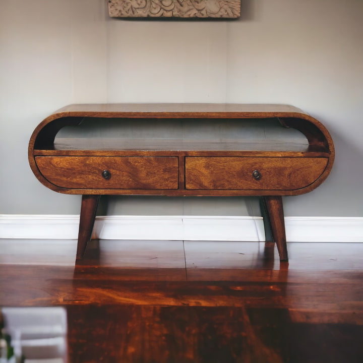 Chestnut Circular TV Stand