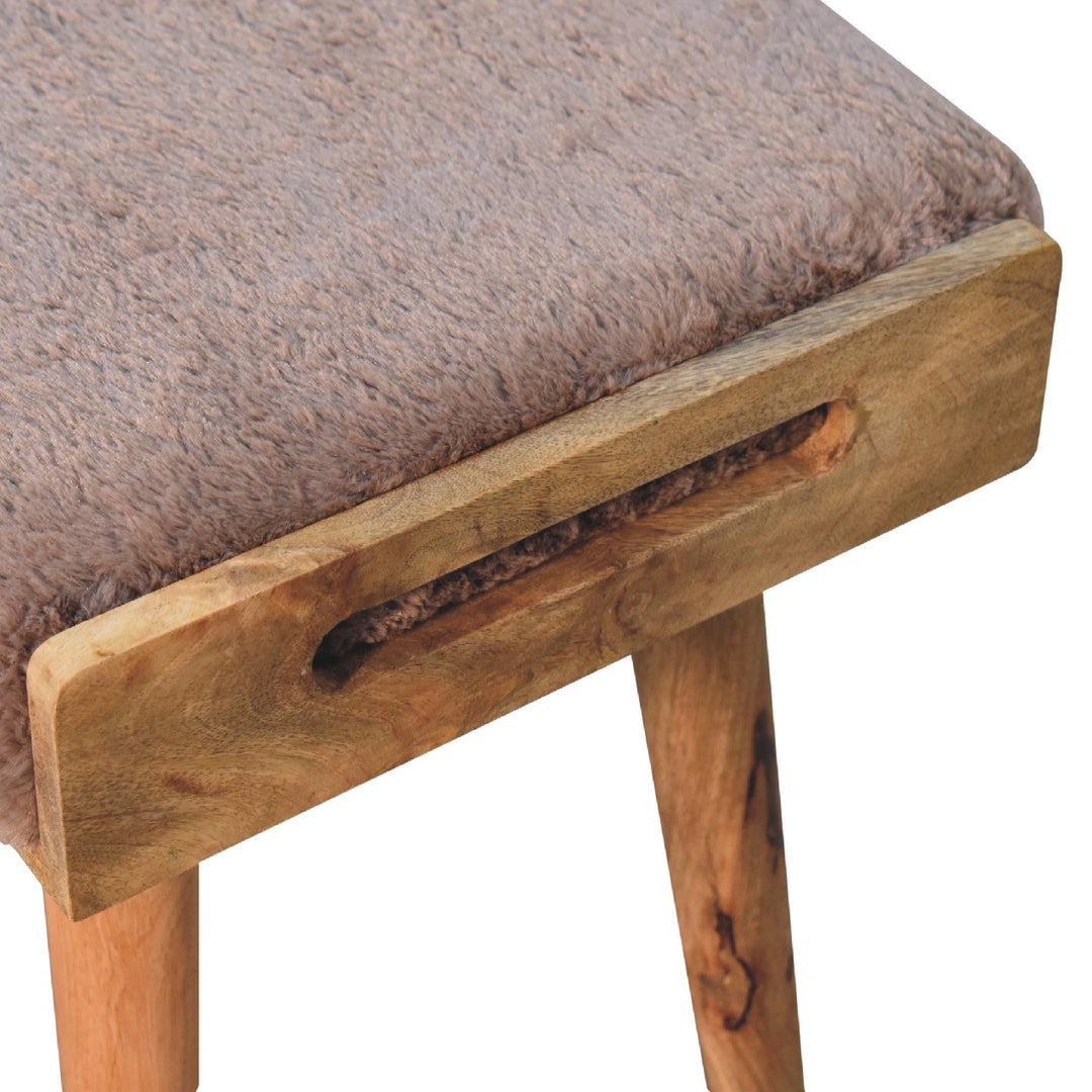 Mocha Faux Fur Style Footstool