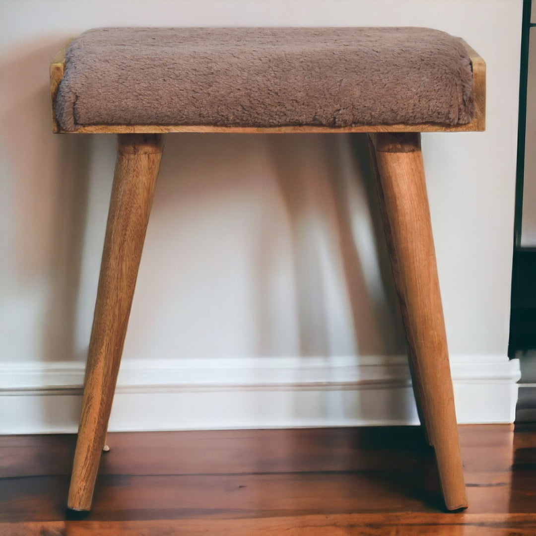 Mocha Faux Fur Style Footstool