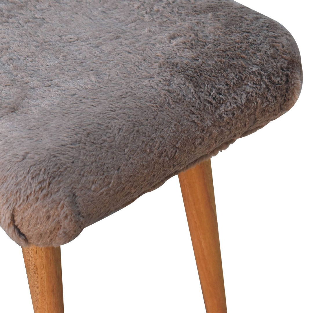 Mocha Faux Fur Curved Bench