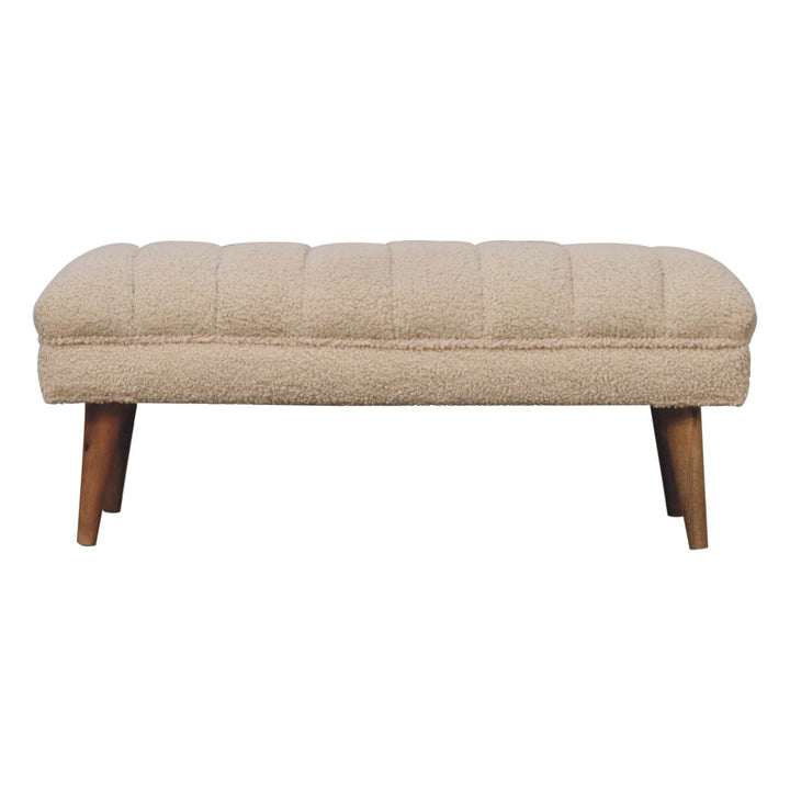 Cream Boucle Puffer Bench