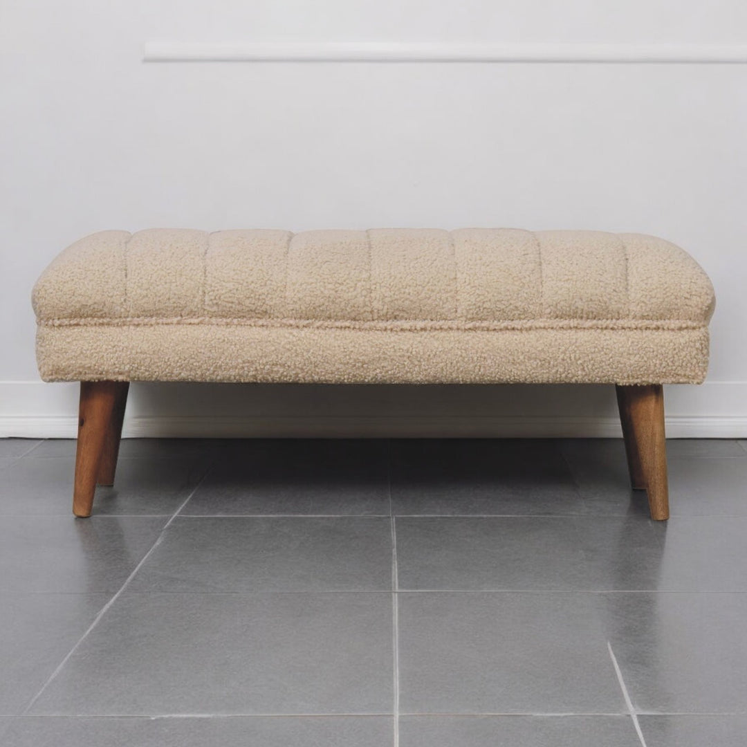 Cream Boucle Puffer Bench