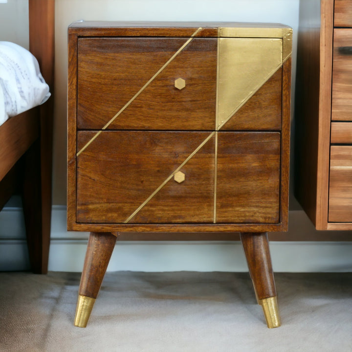 Gold Geometric Chestnut Bedside